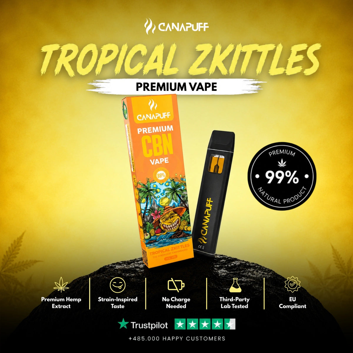 CBN Vape Tropical Zkittles 89% 1ml – vape pen usa e getta, foto 2