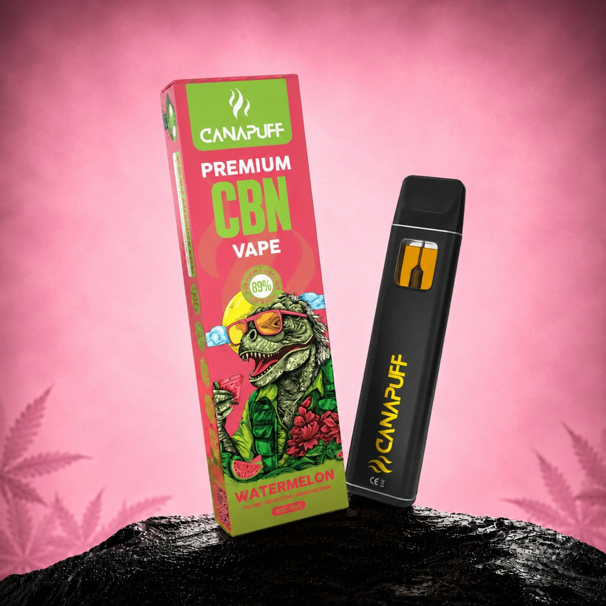 Canapuff CBN Vape Watermelon 89%, pen usa e getta da 1ml