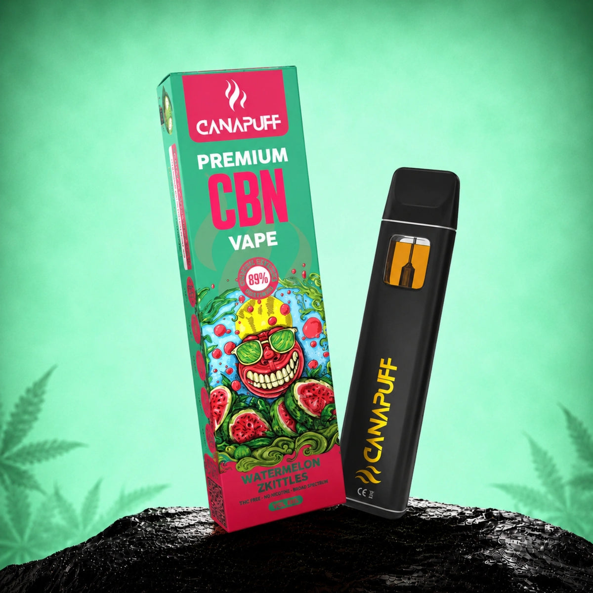 Canapuff CBN Vape Watermelon Zkittles 89%, pen usa e getta da 1ml