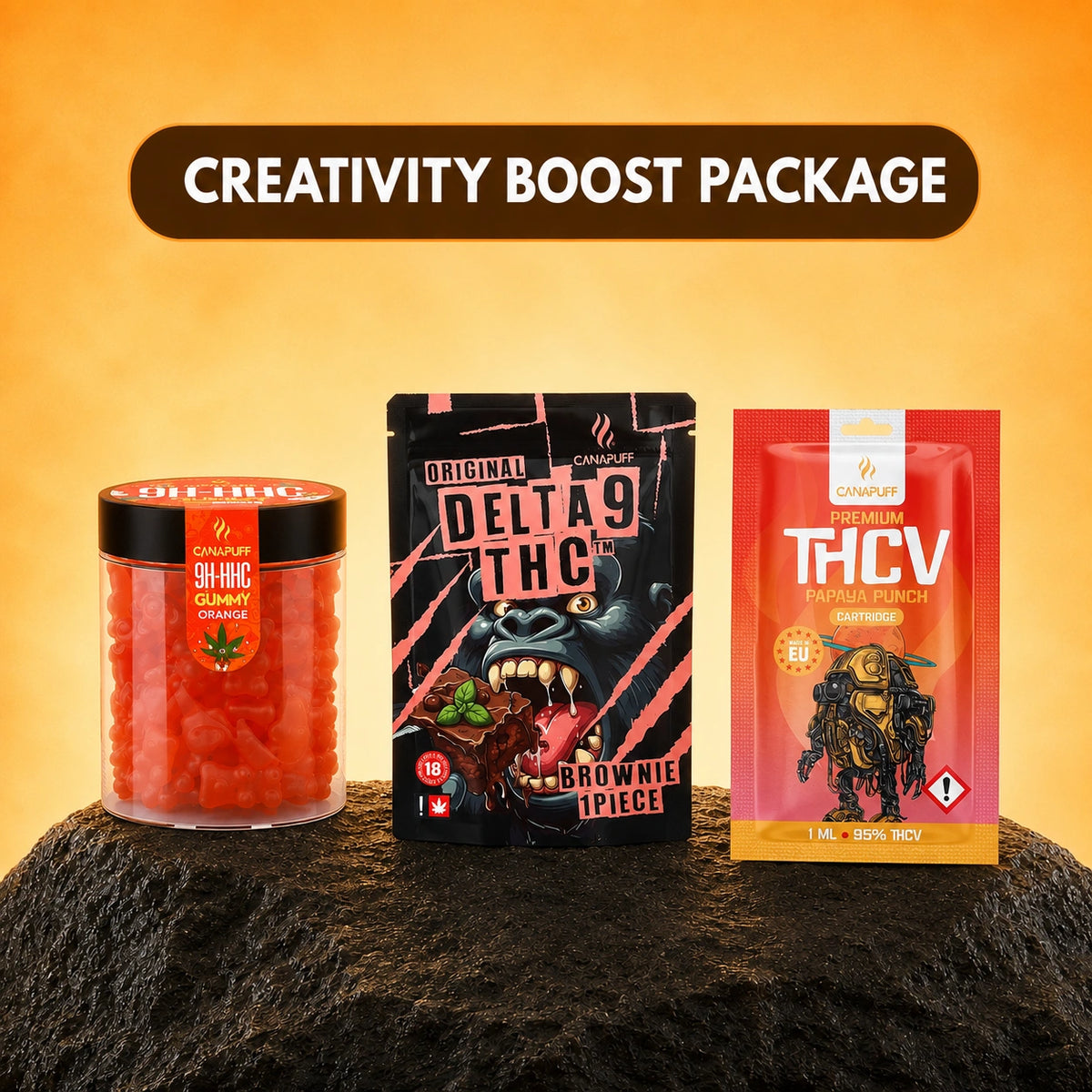 Set Canapuff Creativity Boost Package con gummy, brownie e cartuccia