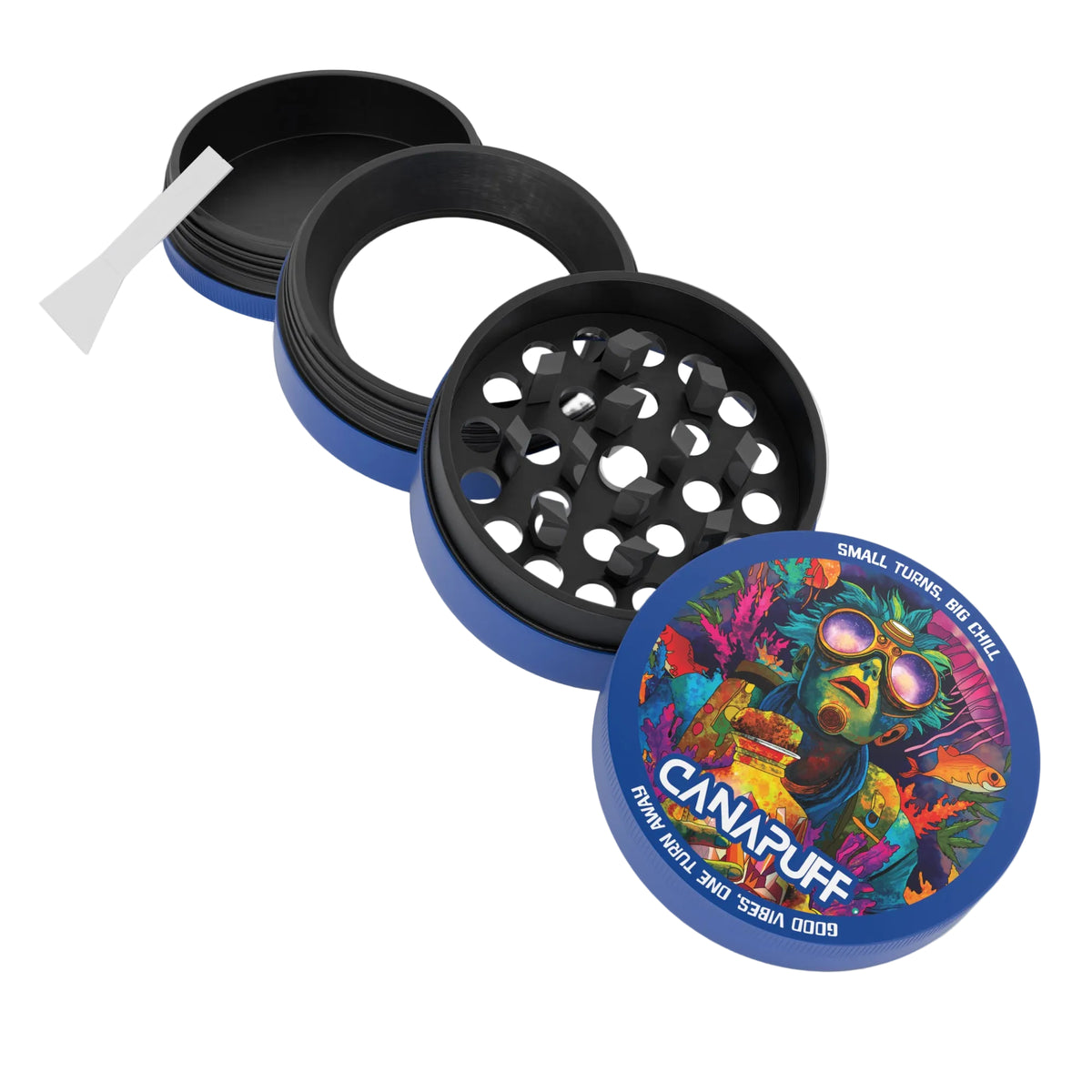 Canapuff Metal Grinder Deep con raccoglitore di kief e raschietto