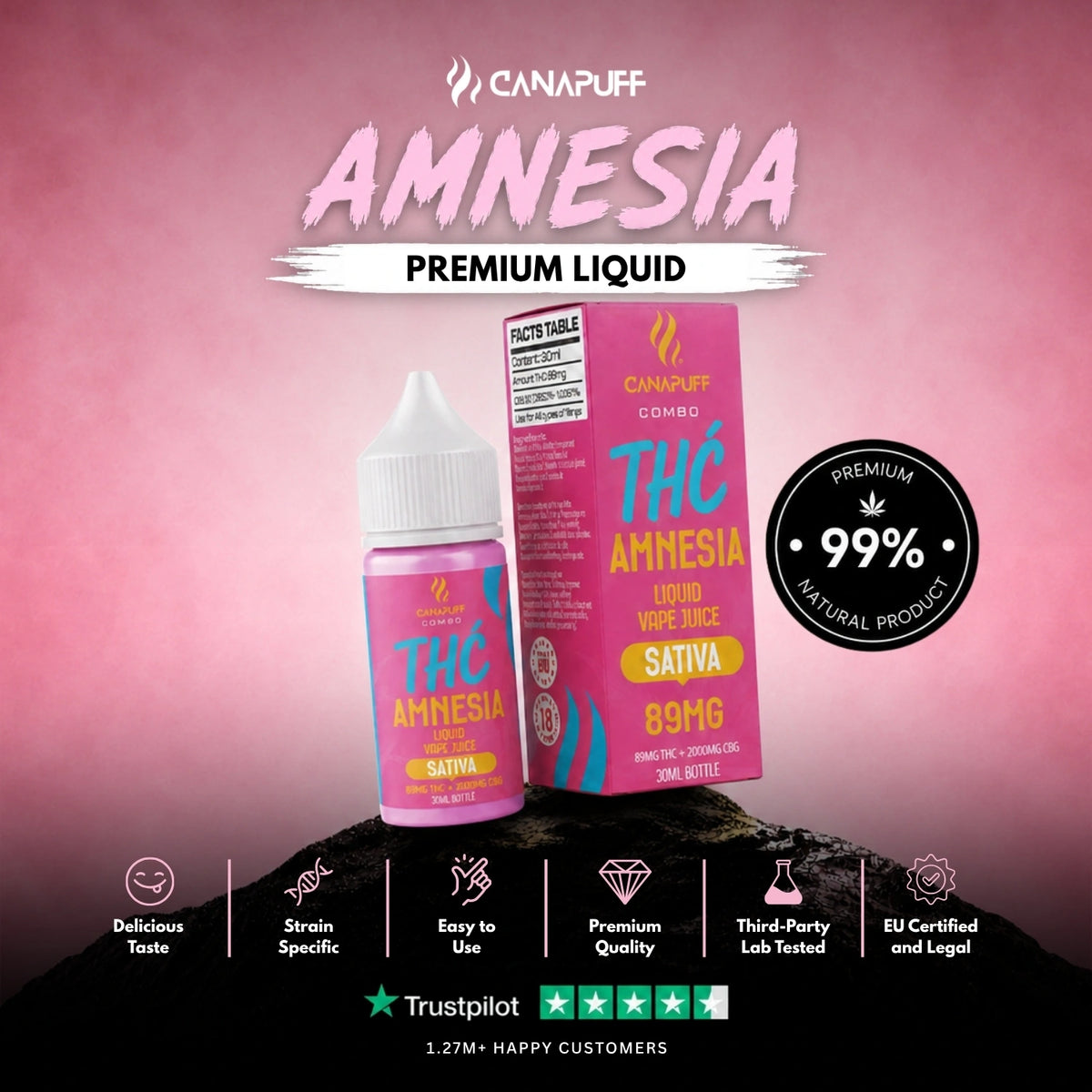 Delta 9 Liquid Amnesia 30ml – flacone di liquid, foto 2