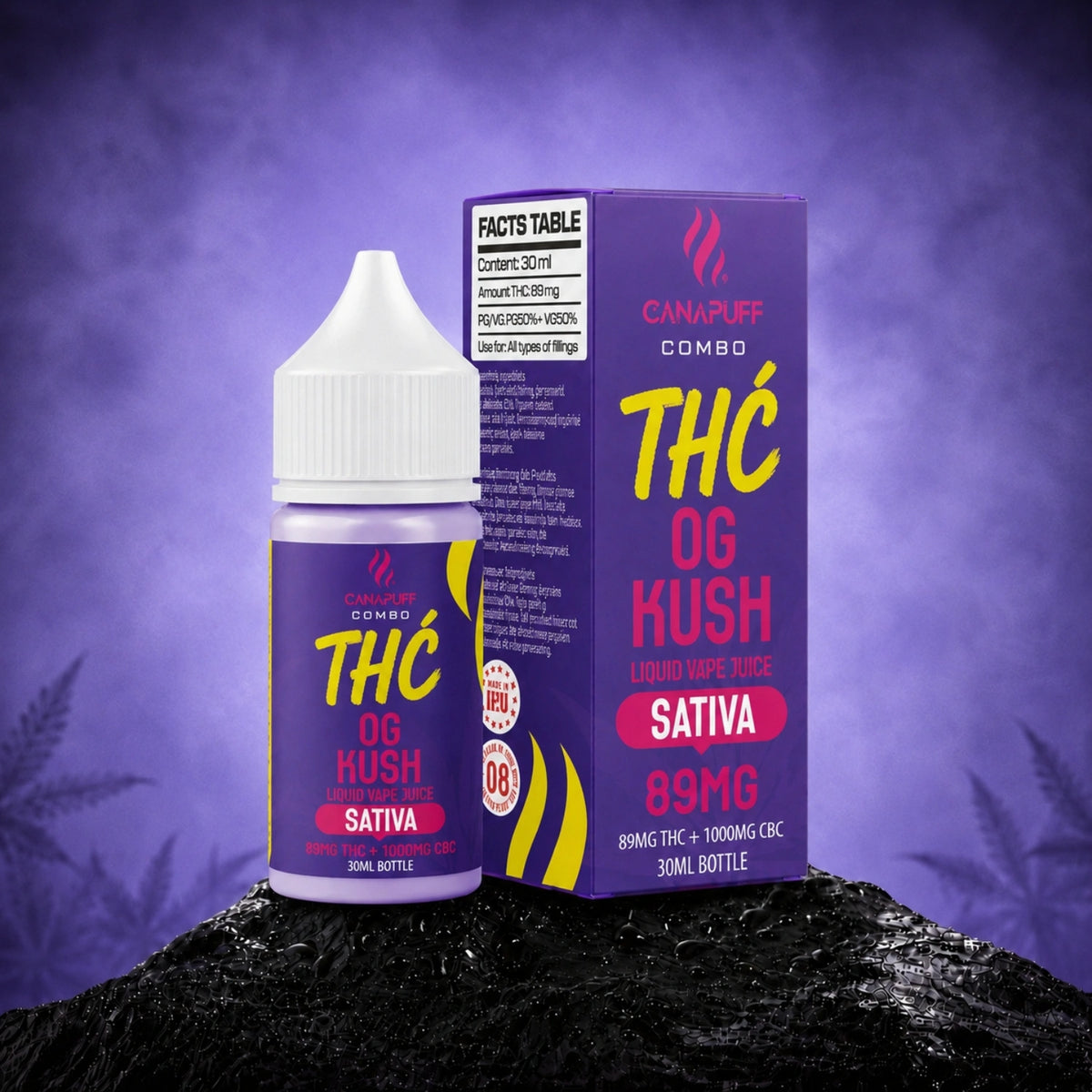 Liquid da vape Canapuff Combo OG Kush Delta-9, 89mg di THC, flacone da 30ml