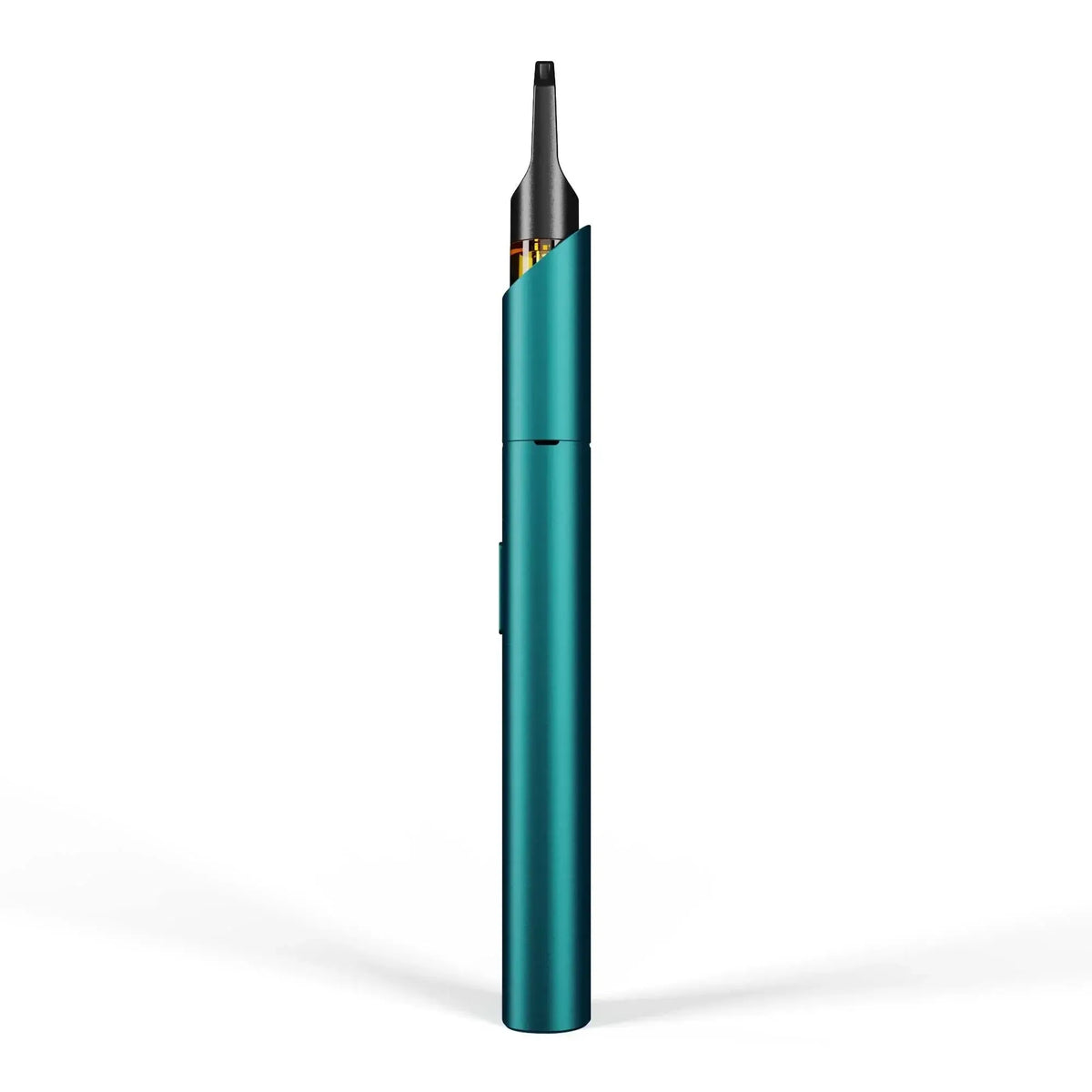 Pen vaporizzatore turchese con il bocchino aperto