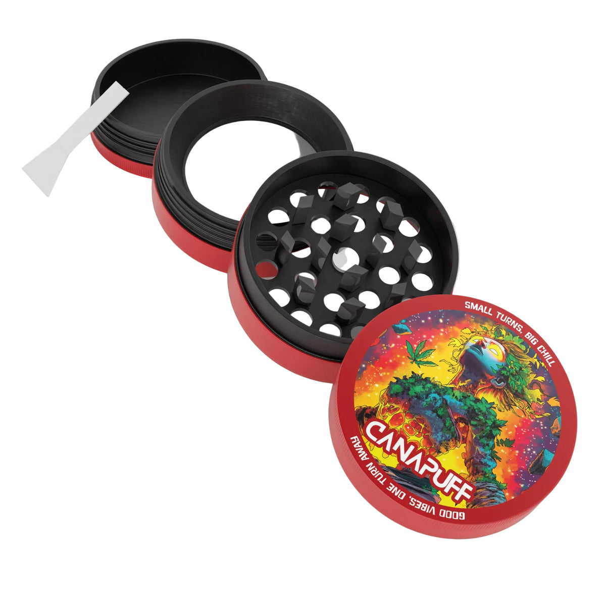 Canapuff Metal Grinder Euforic con raccoglitore di kief e raschietto