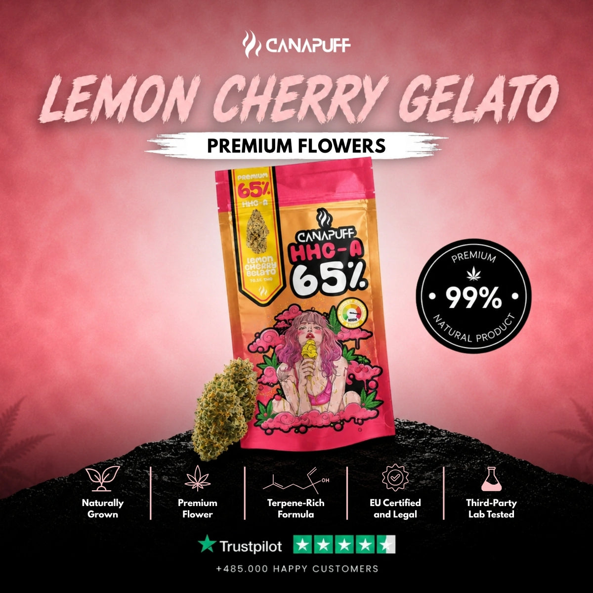 HHC-A Fiori Lemon Cherry Gelato 65% – infiorescenze, foto 2