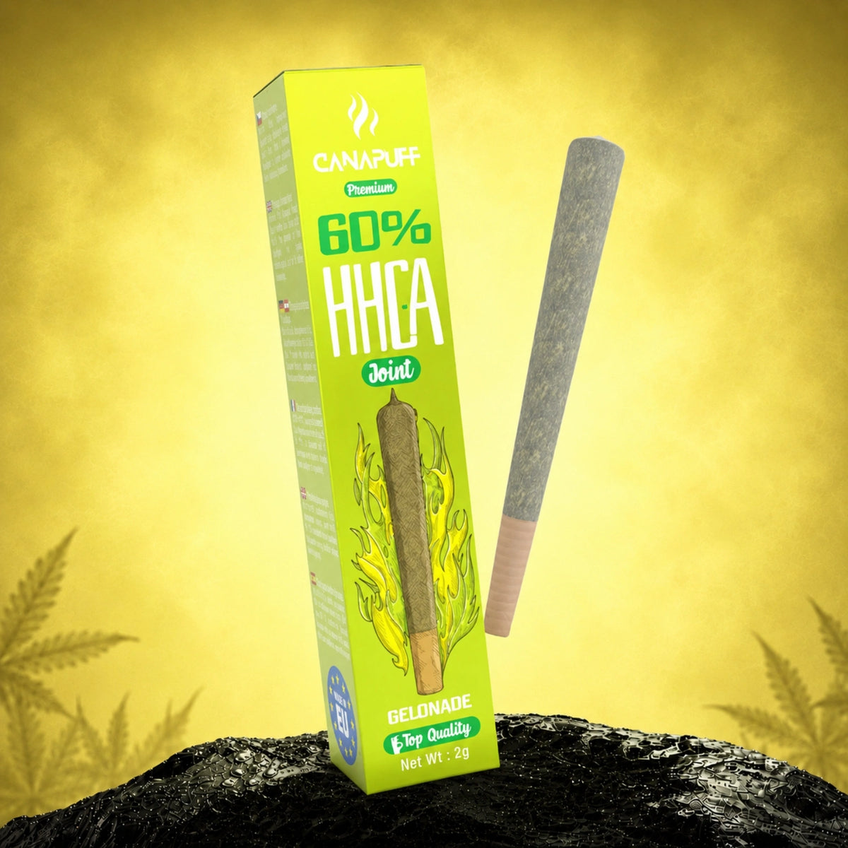 Canapuff HHC-A Joint Gelonade 60% 2g con confezione e joint in mostra