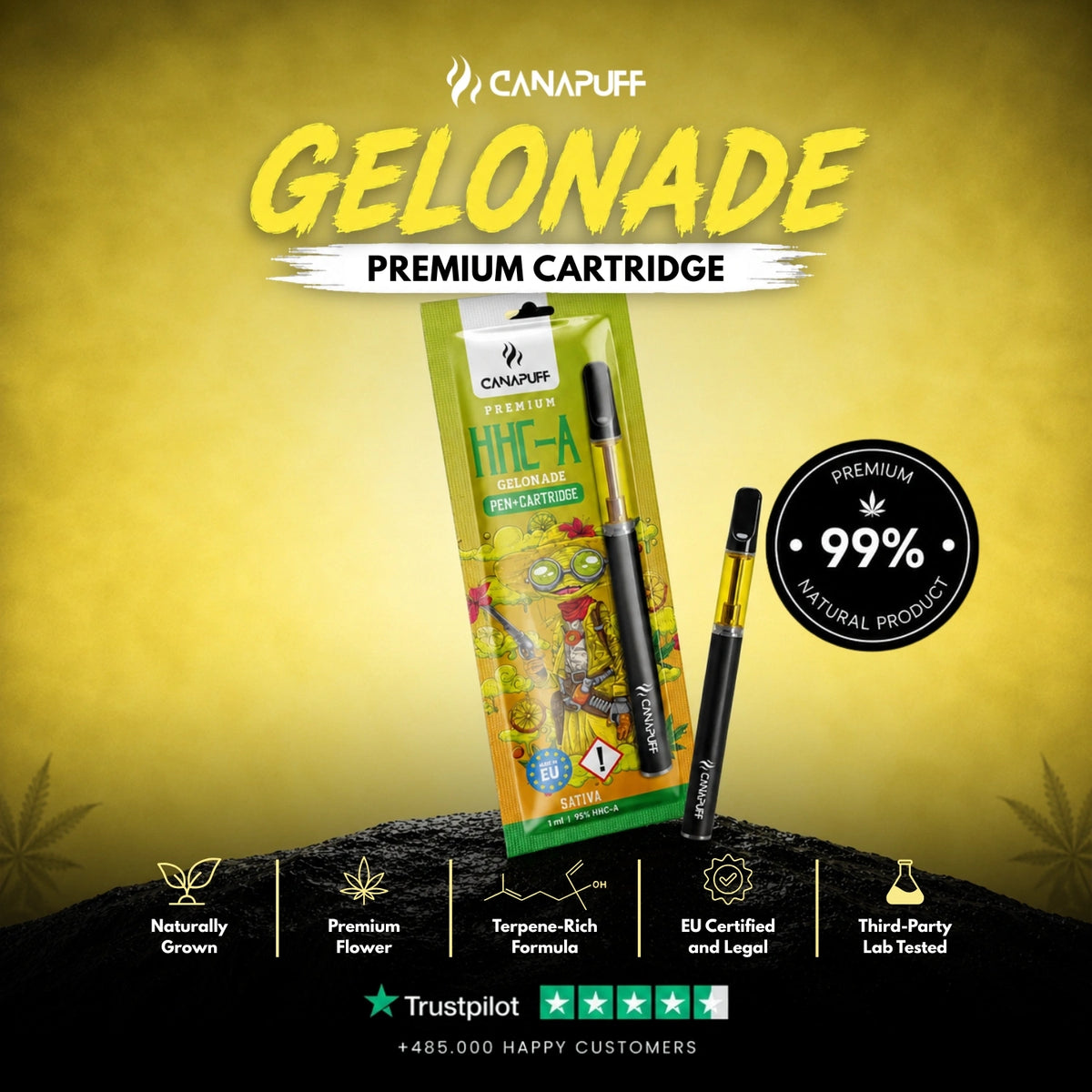 HHC-A Pen+Cartridge Gelonade 95% – vape pen con cartuccia, foto 2