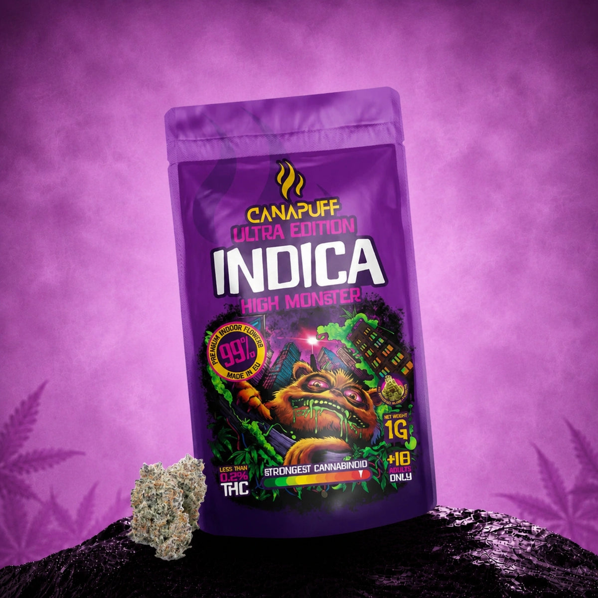 Canapuff Indica Flowers High Monster Ultra Edition 99%, bustina da 1g