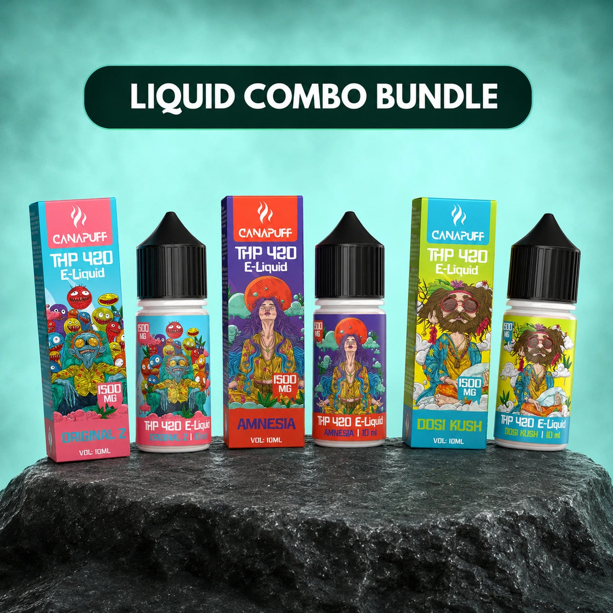 Canapuff Liquid Combo Bundle, THP 420 E-Liquid, tre flaconi da 10ml con 1.500 mg in totale