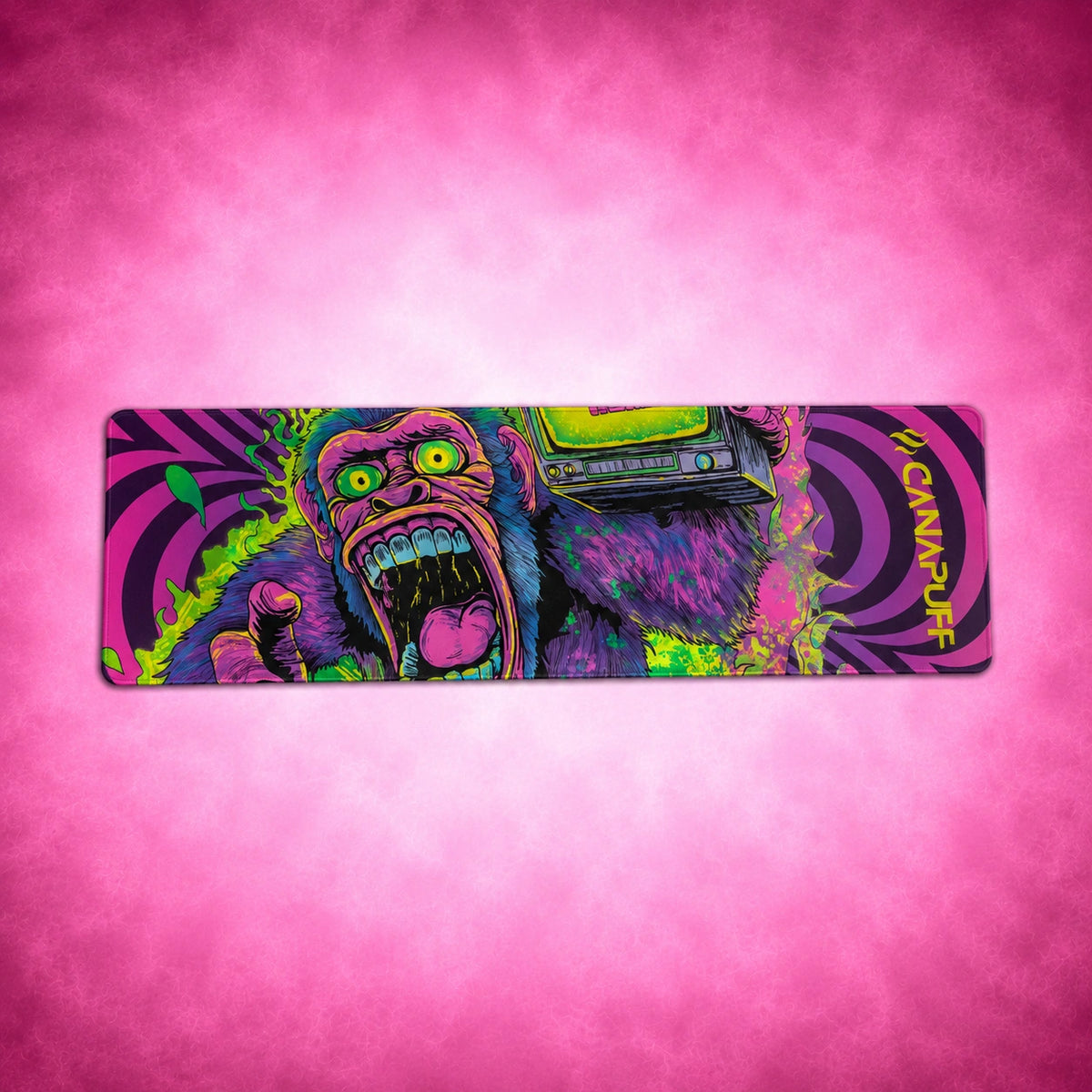 Canapuff Mouse Pad Panic Monkey con grafica al neon di scimmia