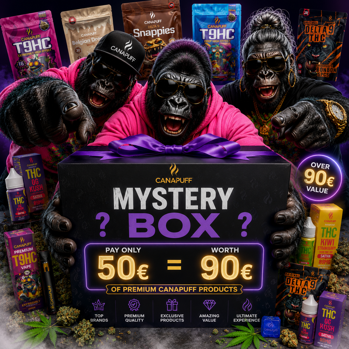 Canapuff Mystery Box M con prodotti al THC da canapa