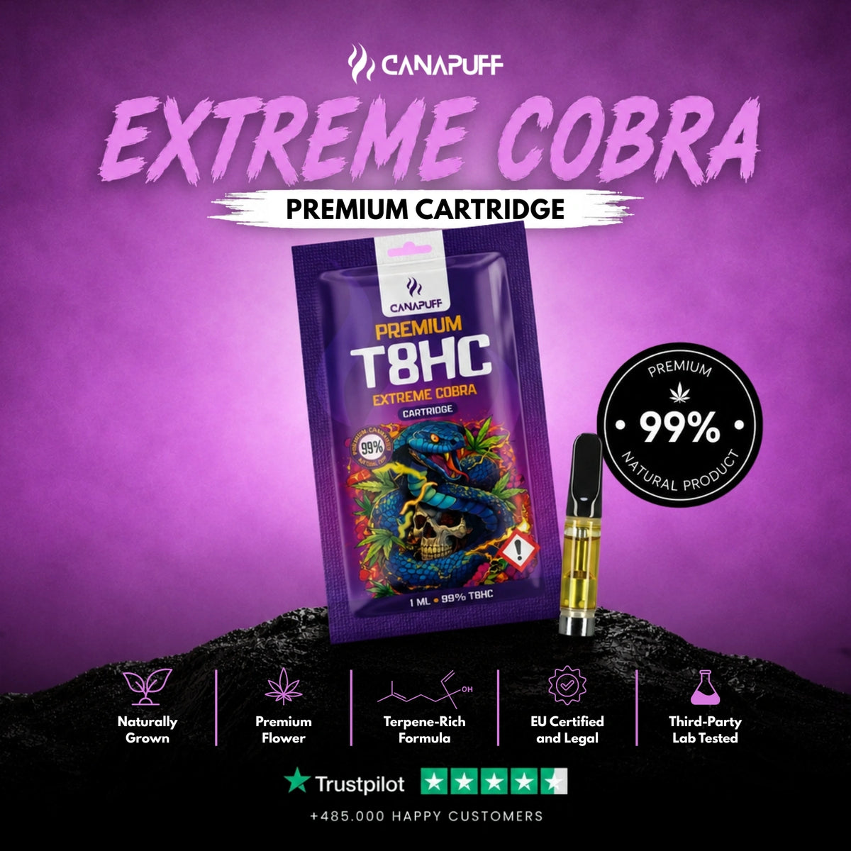 T8HC Cartridge Extreme Cobra 99% – cartuccia per vape, foto 2