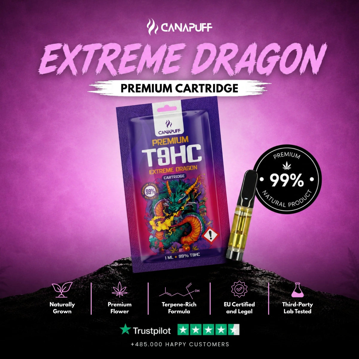 T8HC Cartridge Extreme Dragon 99% – cartuccia per vape, foto 2