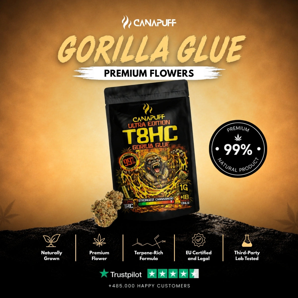T8HC Fiori Gorilla Glue 99% – infiorescenze, foto 2