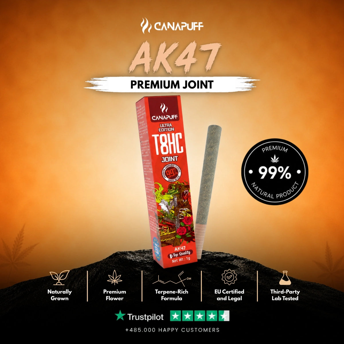 T8HC Joint AK47 Ultra Edition 99% 1g – joint pre-rollato, foto 2