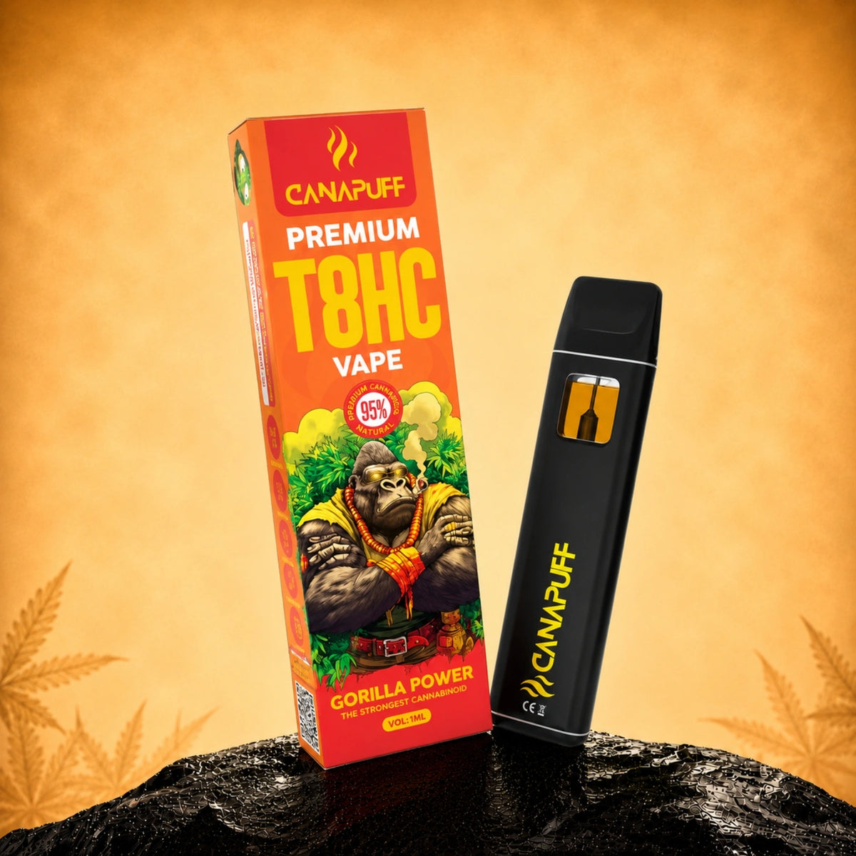 Canapuff T8HC Vape Gorilla Power 95%, pen usa e getta da 1ml