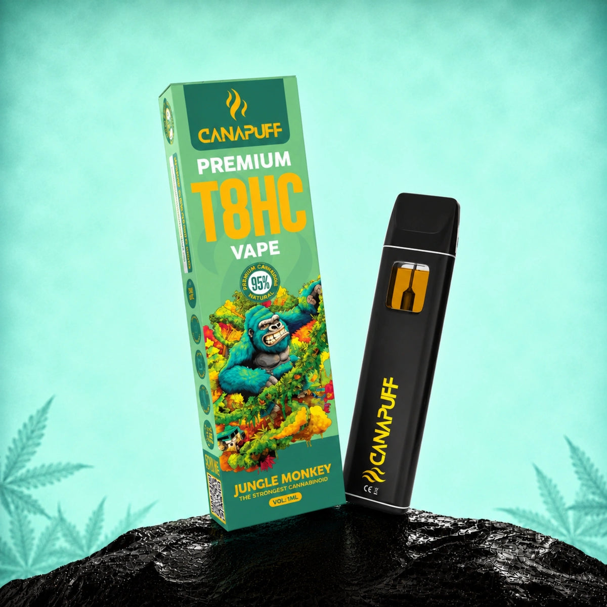 Canapuff T8HC Vape Jungle Monkey 95%, pen usa e getta da 1ml