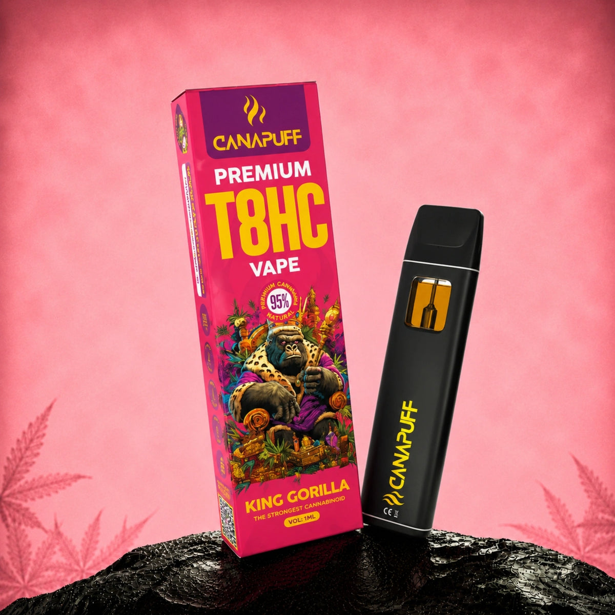 Canapuff T8HC Vape King Gorilla 95%, pen usa e getta da 1ml
