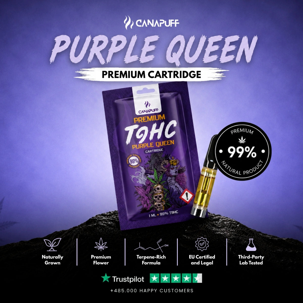 TⳊHC Cartridge Purple Queen 99% – cartuccia per vape, foto 2