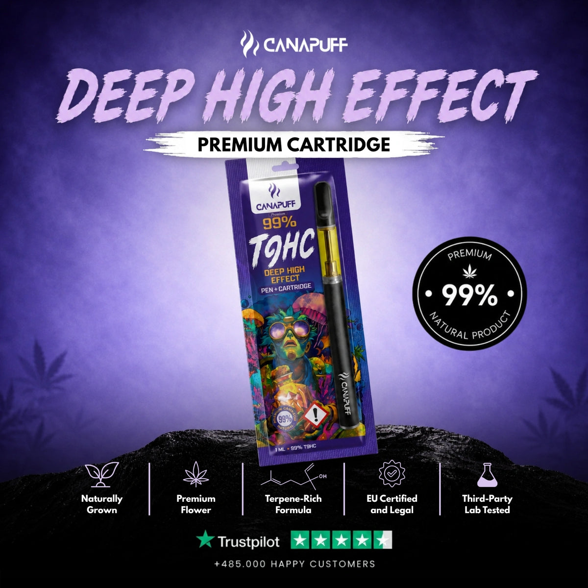 TⳊHC Pen+Cartridge Deep 99% – vape pen con cartuccia, foto 2