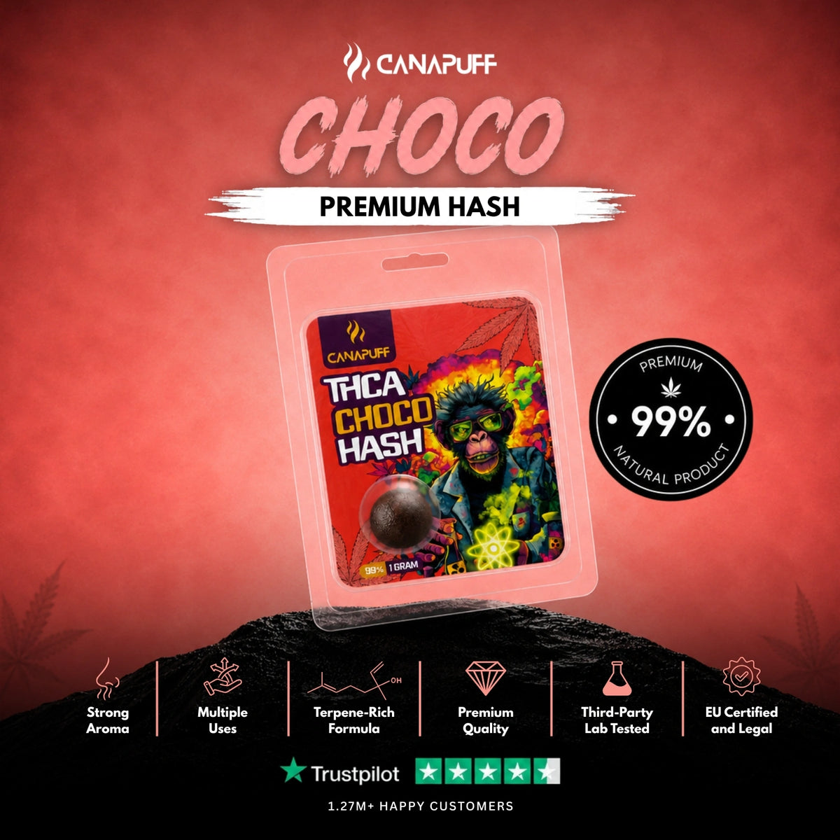 THCA Hash Choco 99% 1g – hashish, foto 2