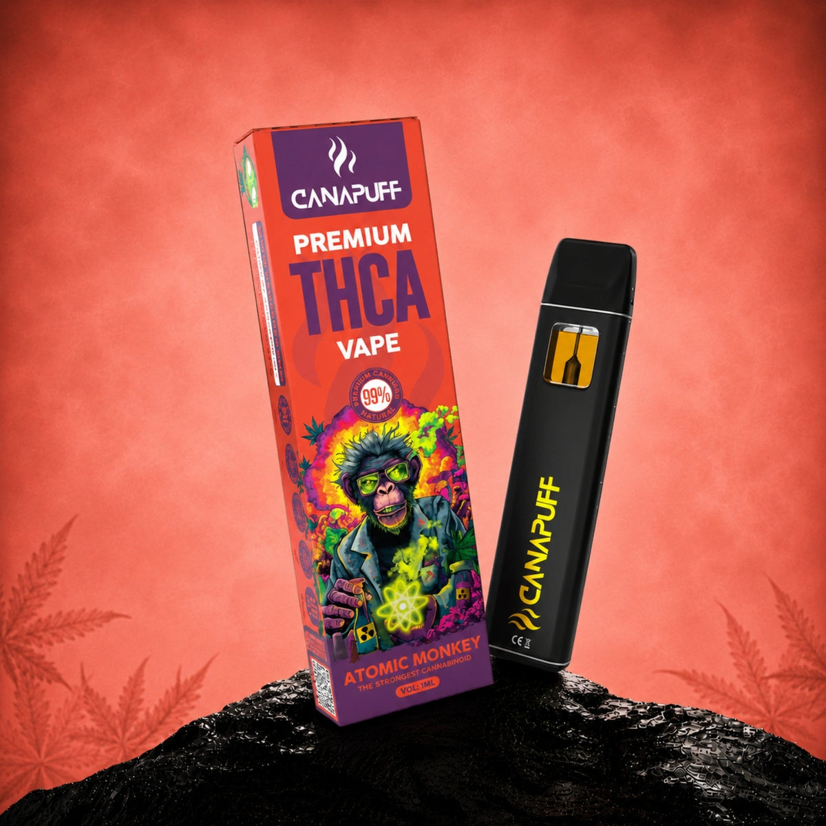 Canapuff THCA Vape Atomic Monkey 99%, pen usa e getta da 1ml