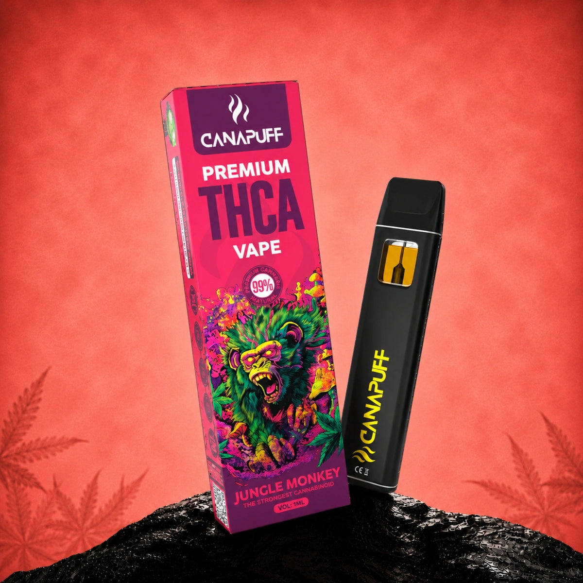 Canapuff THCA Vape Jungle Monkey 99%, pen usa e getta da 1ml