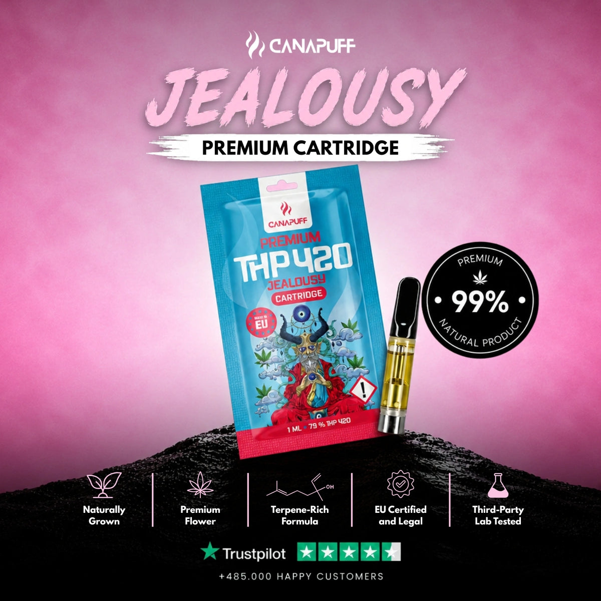 THP420 Cartridge Jealousy 79% – cartuccia per vape, foto 2