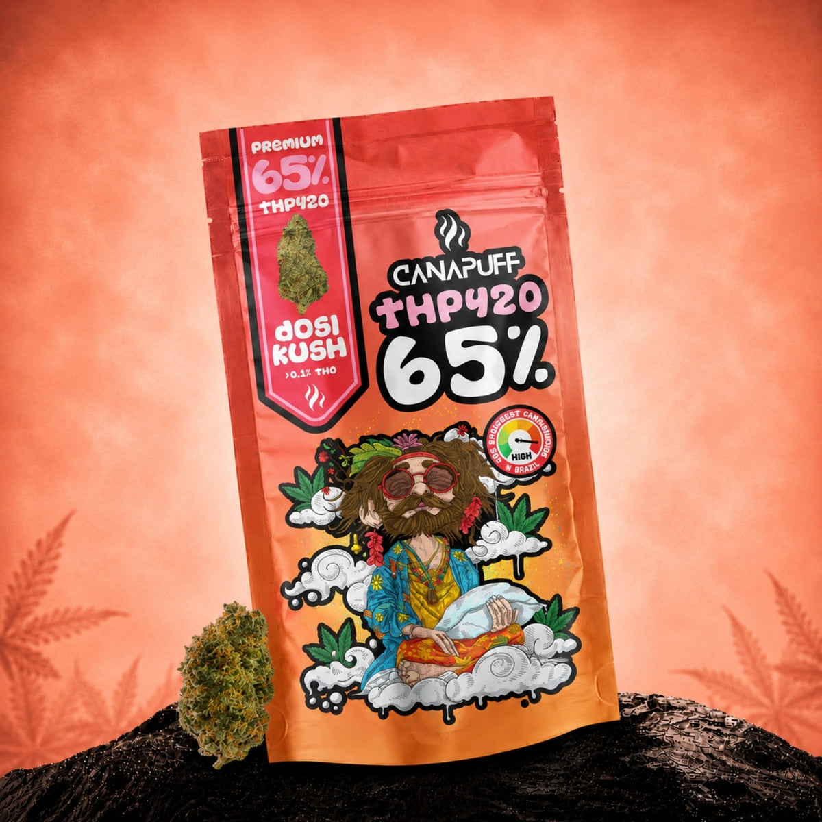 Bustina di fiori Canapuff THP420 Dosi Kush 65% da canapa