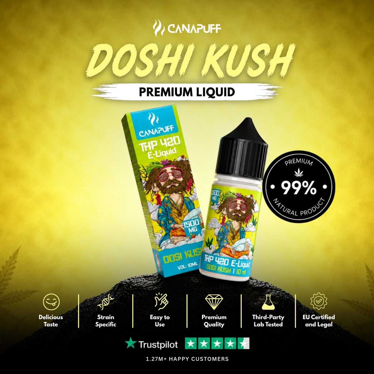 THP420 Liquid Dosi Kush 1.500mg – flacone di liquid, foto 2
