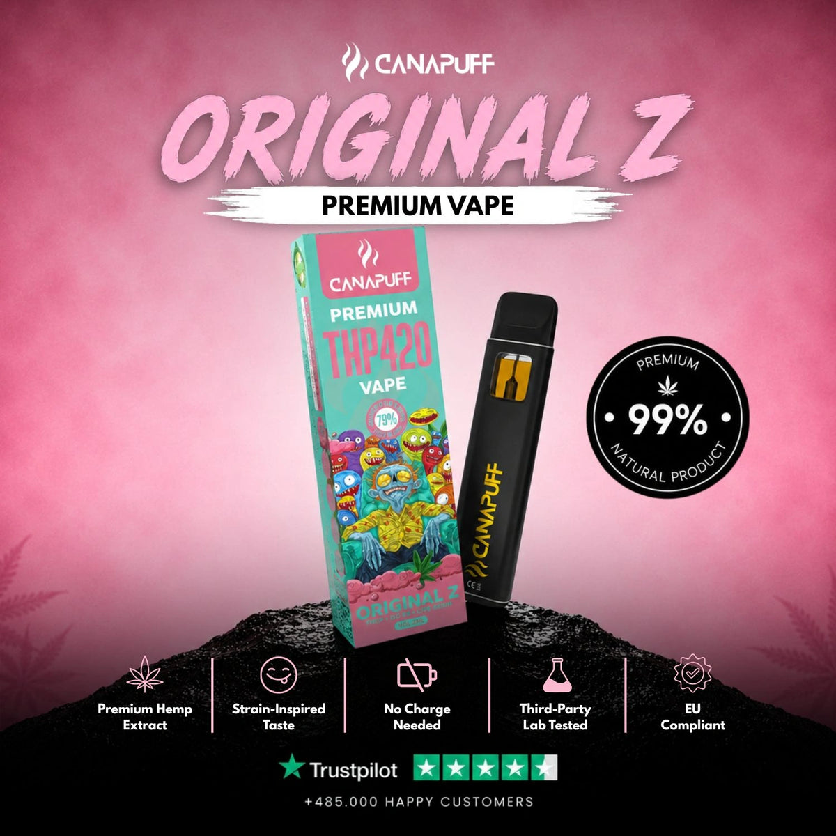 THP420 Vape Original Z 79% 1ml – vape pen usa e getta, foto 2