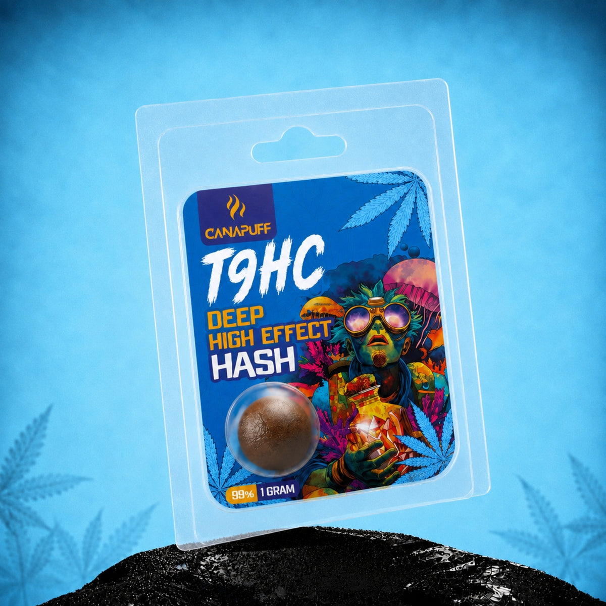 Hashish Canapuff TⳊHC Deep High Effect, 1 grammo, concentrazione 99% in blister