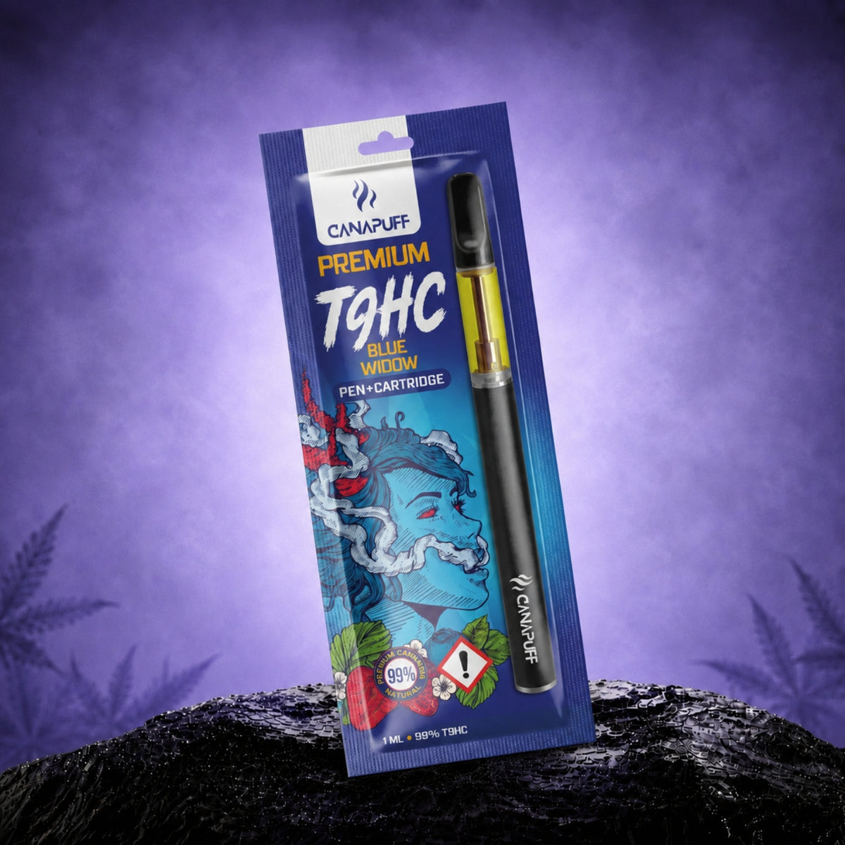 Pen e cartuccia Canapuff TⳊHC Blue Widow, 99%, 1 ml