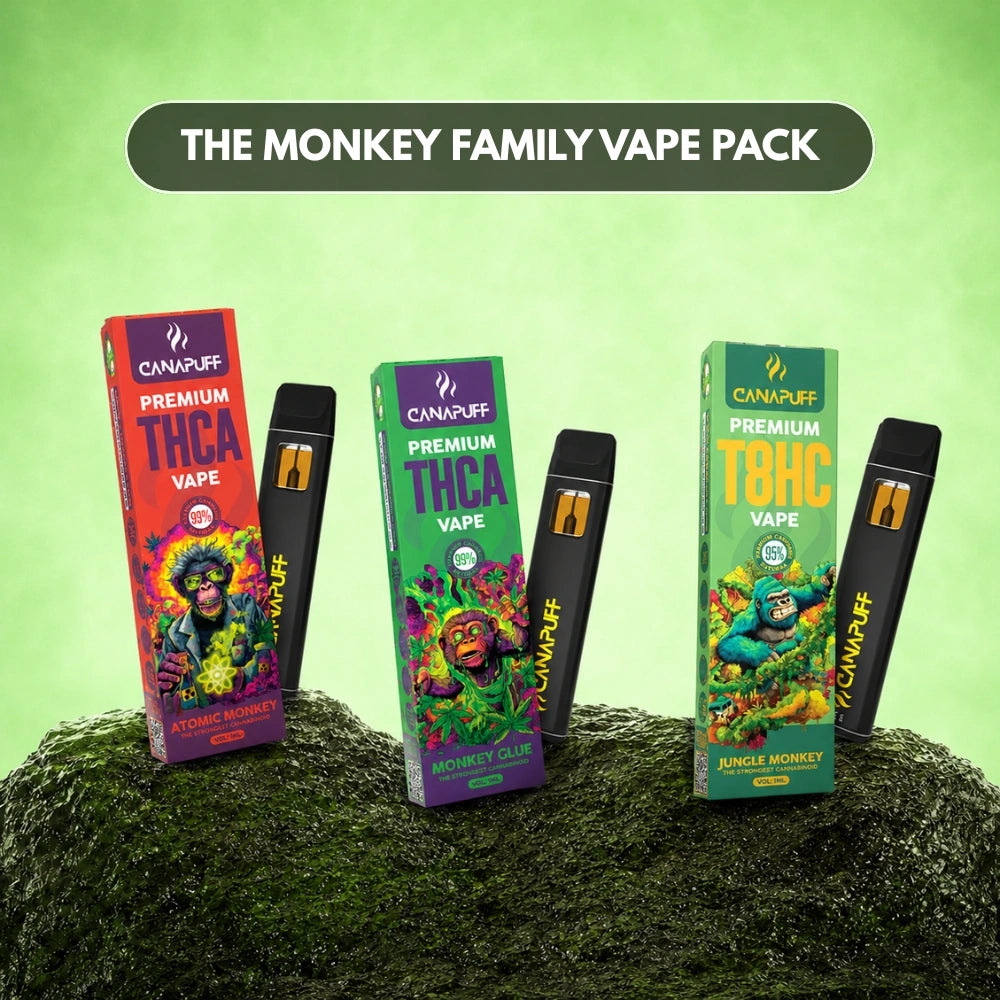 Set Canapuff The Monkey Family Vape Pack con tre vape pen usa e getta