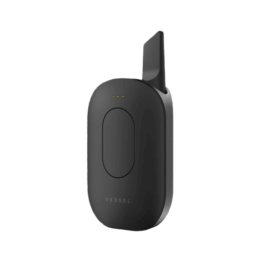 Dispositivo vape Vessel Compass in nero canna di fucile con base di ricarica e indicatori LED
