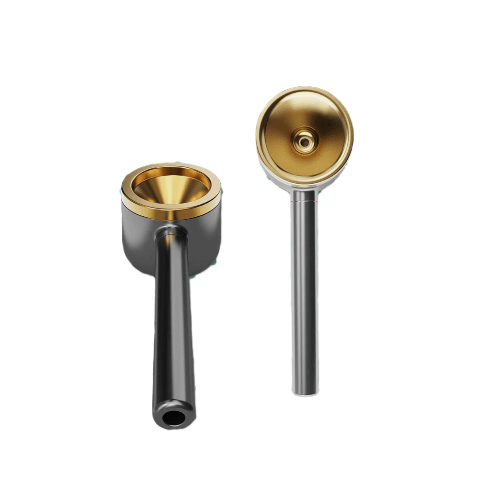 Vessel Pipe in Gunmetal con fornello e stelo con dettagli dorati