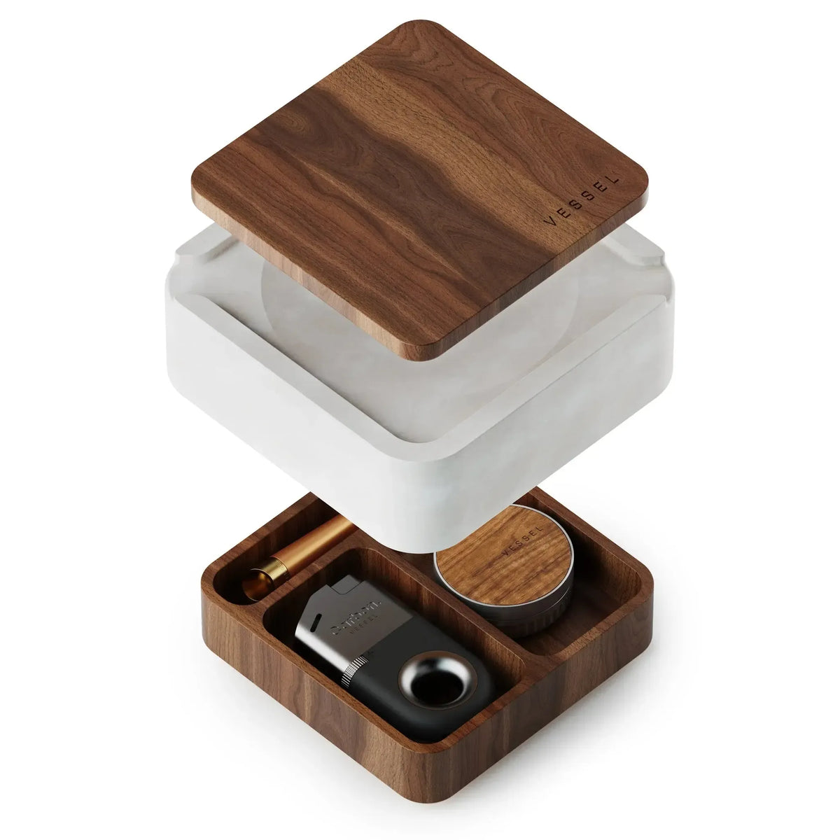 Scatola Vessel per pipe Vape e altro Ripresa media con sfondo bianco