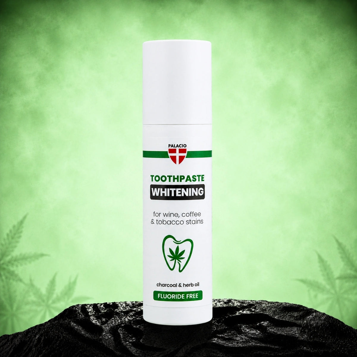 Dentifricio sbiancante con olio di canapa e carbone attivo, 50ml - Palacio – tubetto di dentifricio