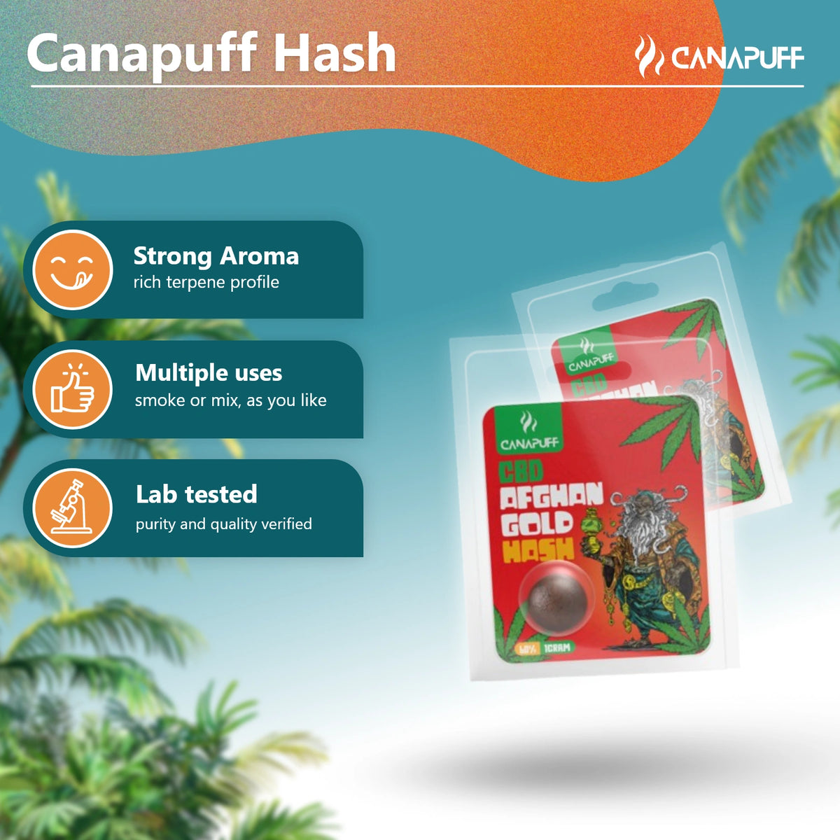 Canapuff CBD Hash Afghan Gold 60%, confezione da 1 grammo