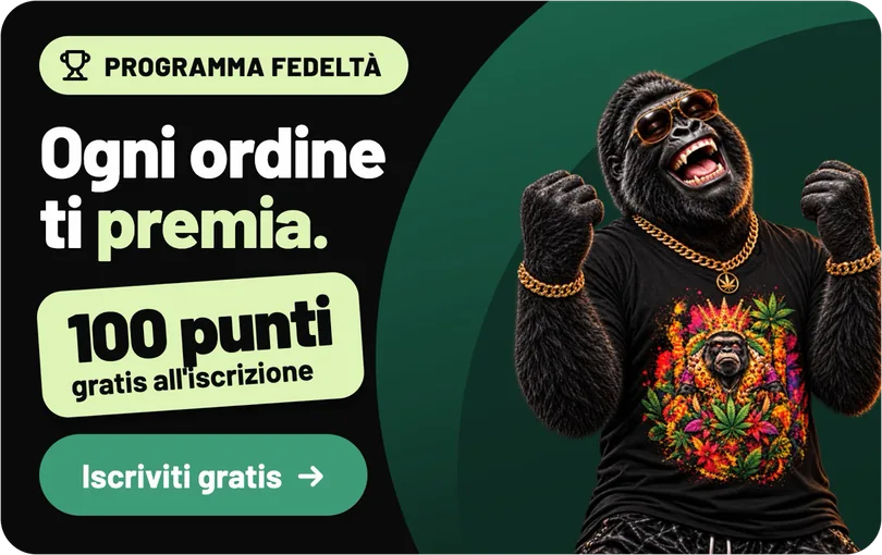Programma fedeltà: Ogni ordine ti premia. 100 punti gratis all'iscrizione. Iscriviti gratis